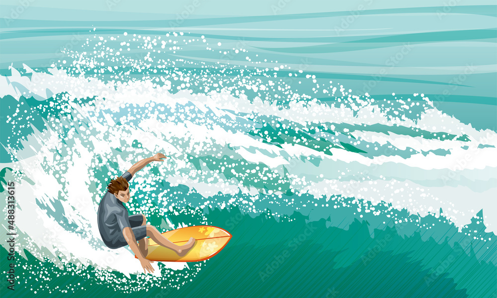 海でサーフィンをしている男性のイメージイラスト ターン Stock イラスト Adobe Stock 海でサーフィンをしている男性のイメージイラスト ターン Stock イラスト Adobe Stock