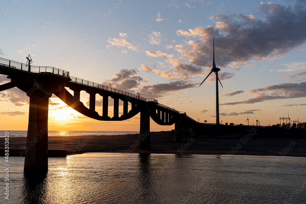 夕焼け 静岡県潮騒橋 夕焼け 静岡県潮騒橋