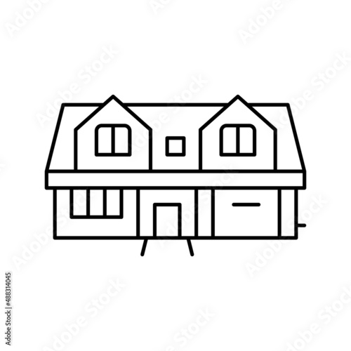 single family detached house line icon vector illustration
