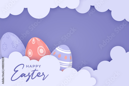 Happy easter background in paper style