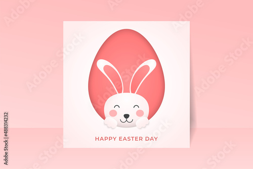 Happy easter background in paper style