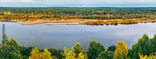 vyatka river from a high bank on an autumn day