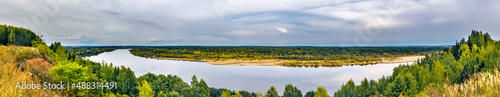 vyatka river from a high bank on an autumn day