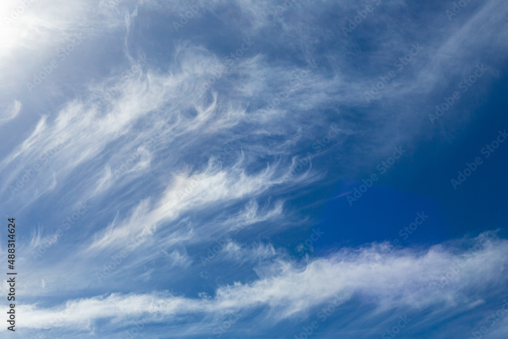 Cirrus and Stratus clouds in dramatic blue sky over Cape Town Cirrus and Stratus clouds in dramatic blue sky over Cape Town
