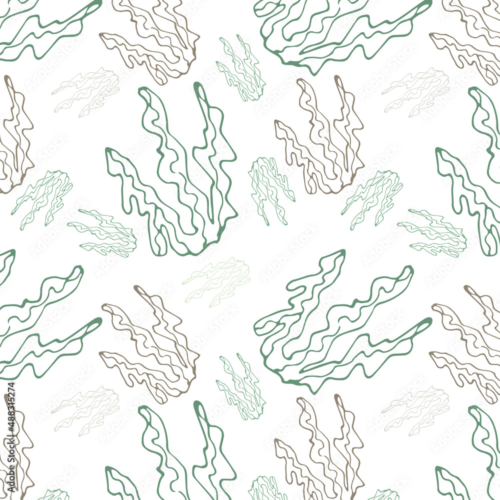 Seamless pattern with sea plants