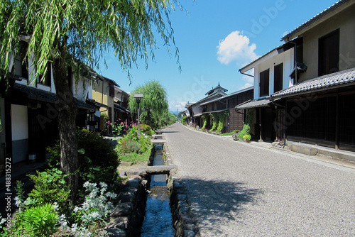 水路を挟む町並み【海野宿・旧北国街道】／日本長野県東御市