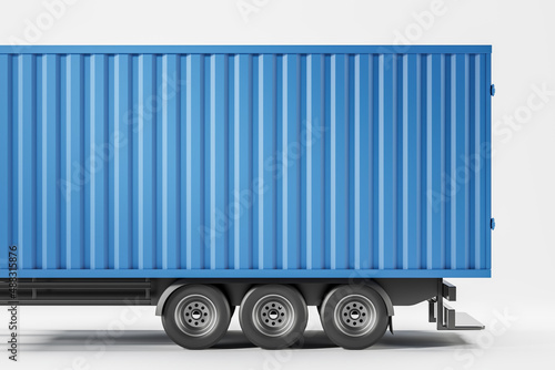 Blue truck, delivery and shipping service. Copy space