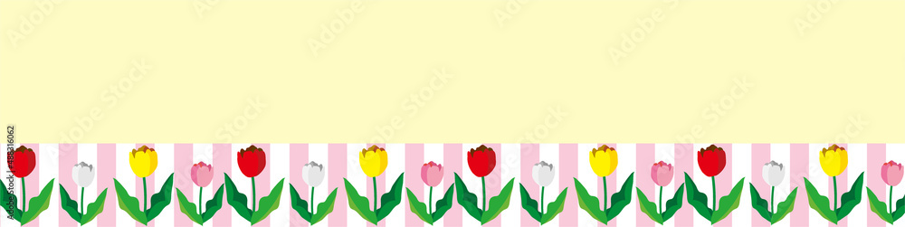 春 植物 花 チューリップ ヘッダー 背景 壁紙 イラスト Stock Vector Adobe Stock