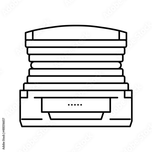 horizontal cabin open solarium electronic equipment line icon vector illustration