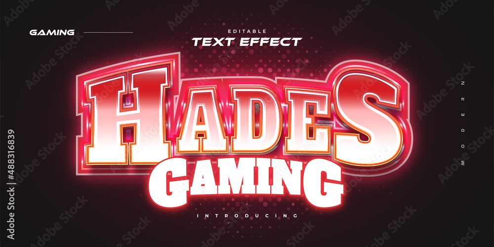 Red E-sport Text Style with Glowing Neon Effect. Editable Text Effect in E-sport Style
