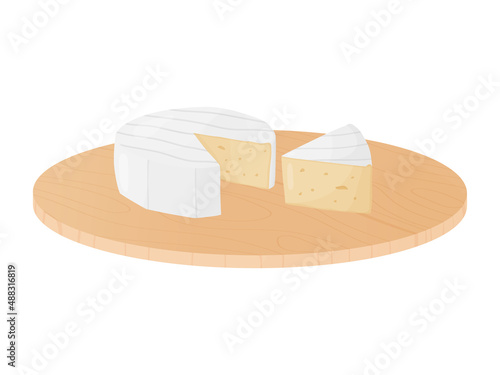 Camembert soft cheese block. Farm market product for label, poster, icon, packaging.