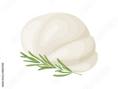 Mozzarella soft cheese block. Farm market product for label, poster, icon, packaging.