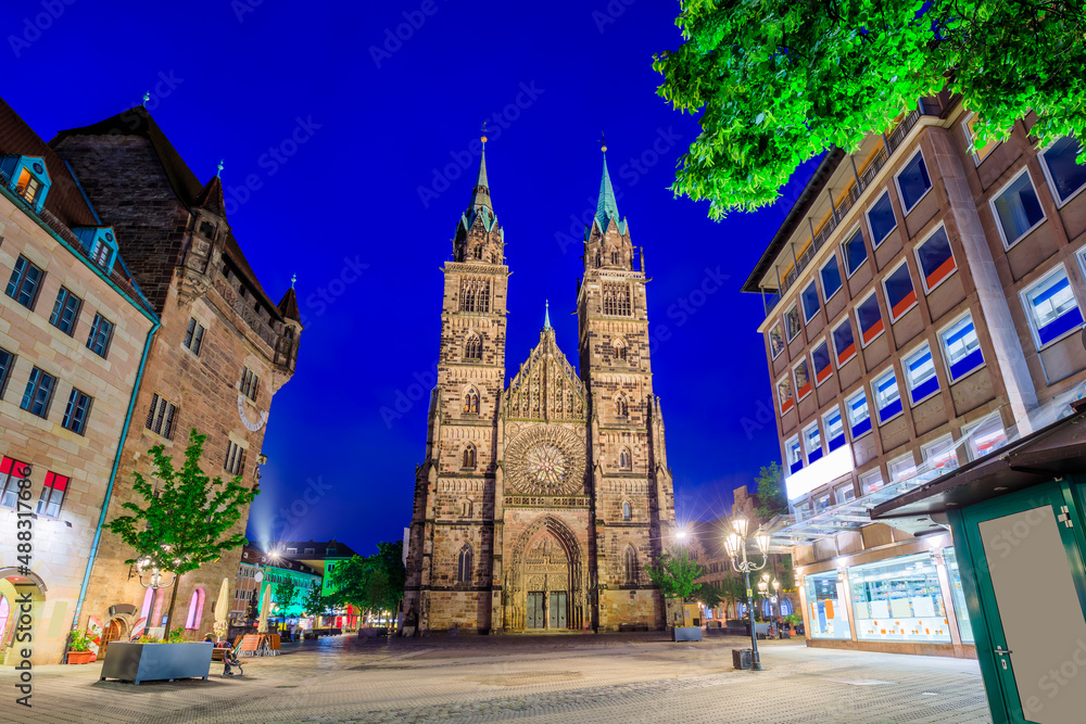 Nuremberg, Germany. Medieval church of St. Lawrence(Lorenzkirche) in the old town.