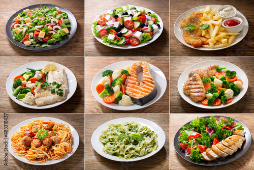 collage of various plates of food