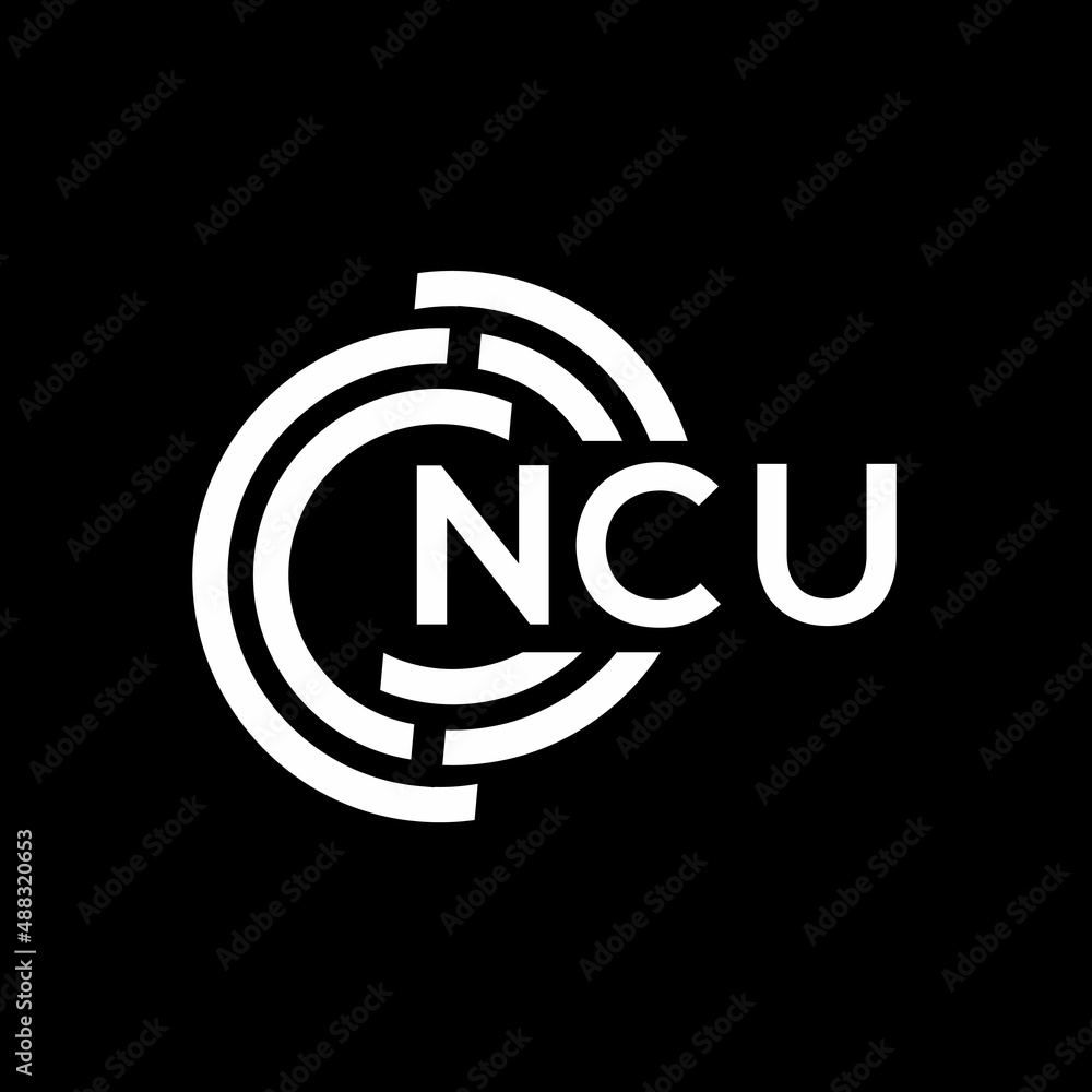 Obraz premium NCU letter logo design on black background.NCU creative initials letter logo concept.NCU vector letter design.