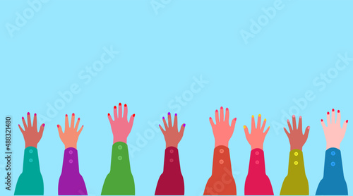 woman hands up.international women's day concept.