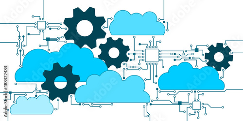 Connexion entre Nuages Informatique Fond Blanc