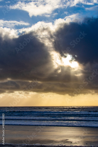 Sunset cloud formations with light rays