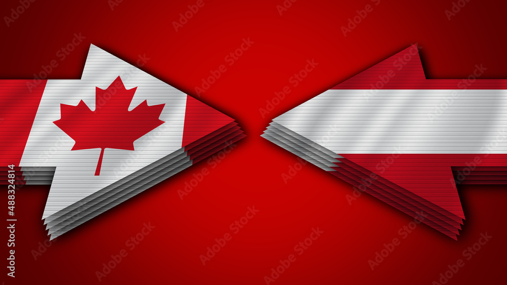 Austria vs Canada Arrow Flags – 3D Illustration