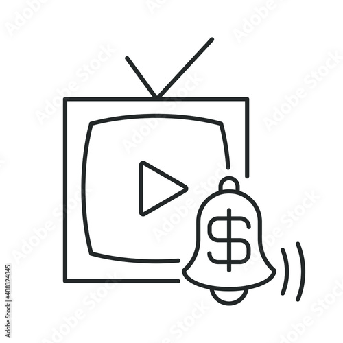 subscription to tv, videos, movies, series. Line icon