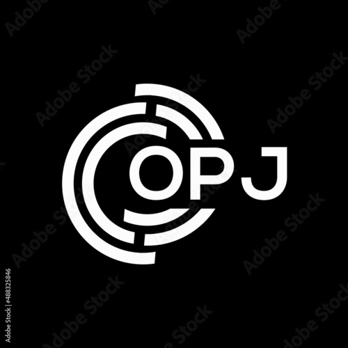 OPJ letter logo design on black background. OPJ creative initials letter logo concept. OPJ letter design.