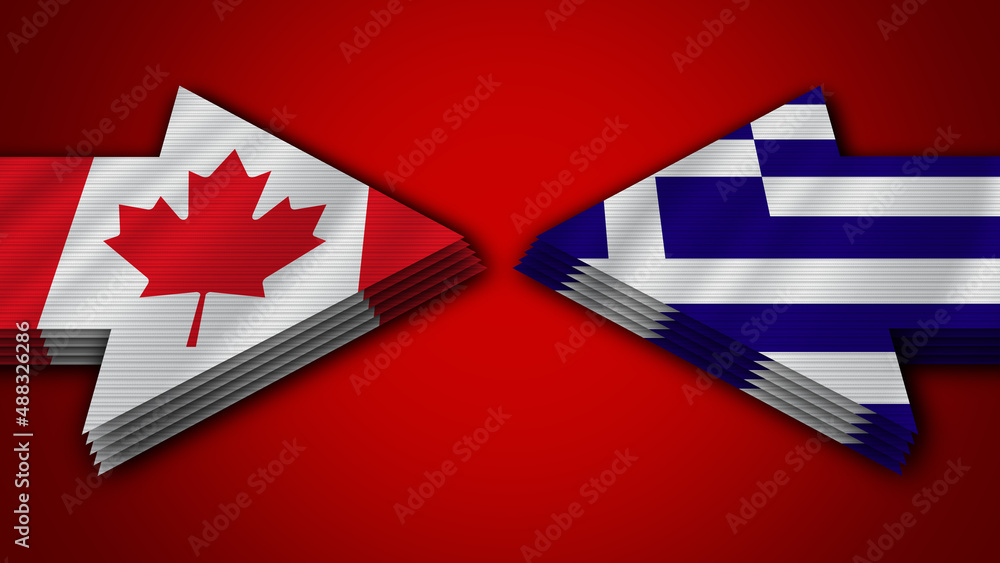 Greece vs Canada Arrow Flags – 3D Illustration