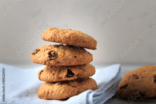 Oatmeal cookies with raisins, coconut and cinnamon.