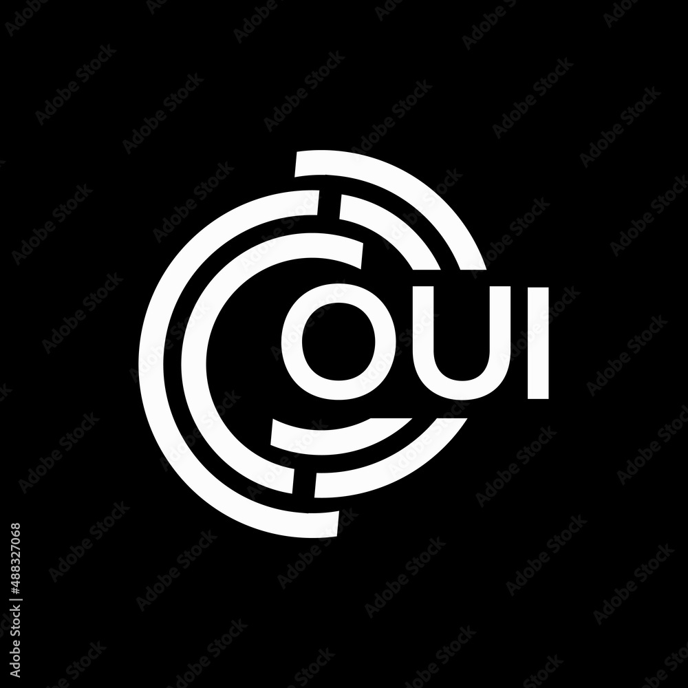 OUI letter logo design on black background. OUI creative initials letter logo concept. OUI letter design. OUI letter logo design on black background. OUI creative initials letter logo concept. OUI letter design.