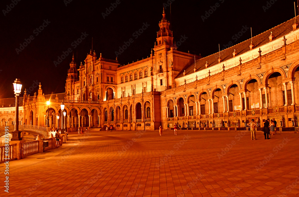 Sevilla; Spain - august 28 2019 : the Plaza de Espana