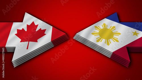 Philippines vs Canada Arrow Flags – 3D Illustration
