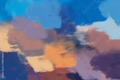 painting with dry brushes, chaotic strokes, multi-colored palette, background for the interior