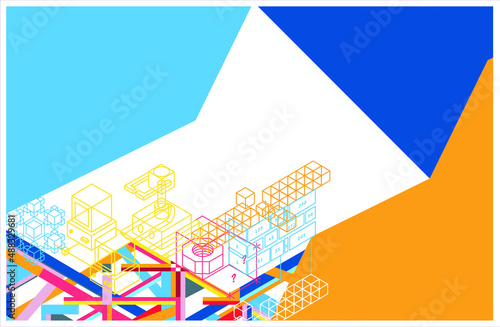 Abstract geometric composition with elements of technical details