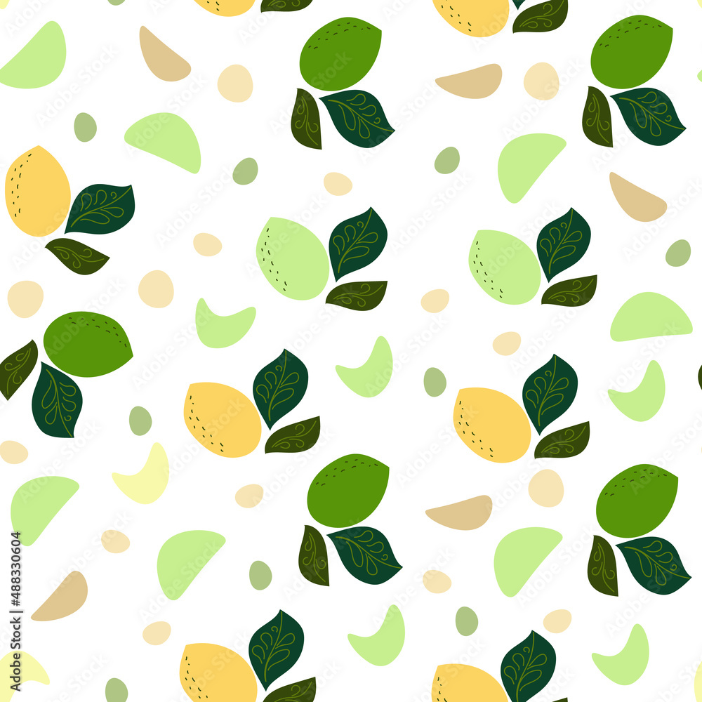 Seamless pattern Lemon fruit with leaves vectop flat design element. Seamless pattern Lemon fruit with leaves vectop flat design element.