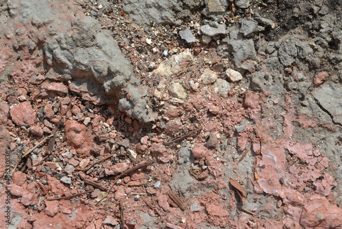 stony red soil in the quarry for the background