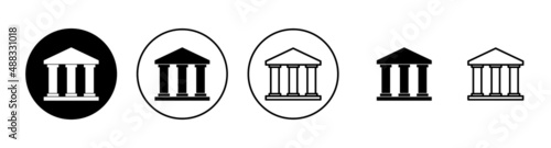 Bank icons set. Bank sign and symbol, museum, university
