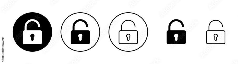 Unlock icons set. Unlock sign and symbol. unlocked padlock icon Unlock icons set. Unlock sign and symbol. unlocked padlock icon