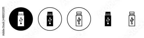Usb icons set. Flash disk sign and symbol. flash drive sign.