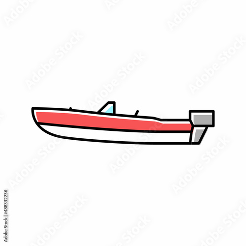 runabout boat color icon vector illustration