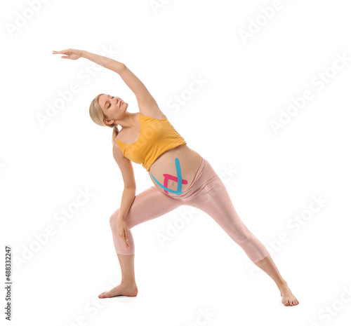 Pregnant woman with applied...