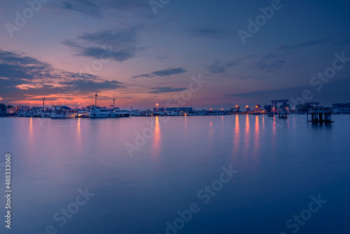 sunset with blue hour at Nieuwpoort, Belgium