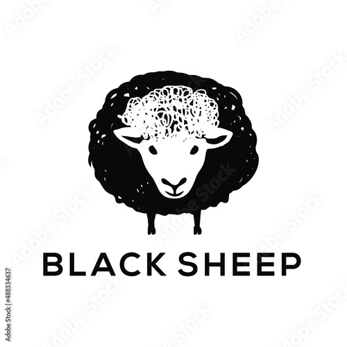 Black sheep , Design element for logo, poster, card, banner, emblem, t shirt. Vector illustration