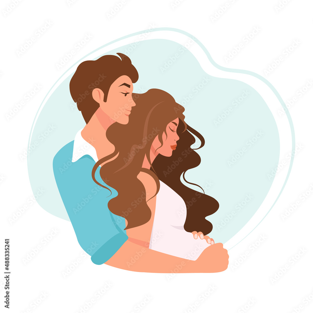 A young couple is expecting a baby. future parents. Family and love. Vector illustration.