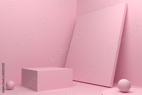 Wallpaper Mural Podium pink pastel 3d rendering geometry shape Torontodigital.ca