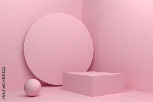 Wallpaper Mural Podium premium pink pastel 3d rendering geometry Torontodigital.ca