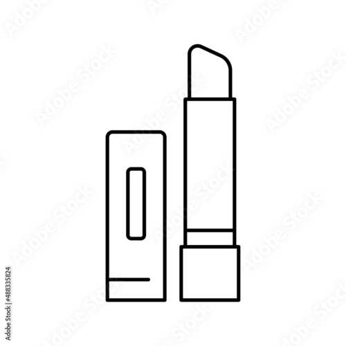 moisturizing lip balm stick, lipstick cosmetic line icon vector illustration