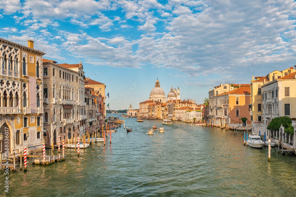 Venice Italy, city skyline at Venice Grand Canal and Basilica di Santa Maria della Salute, Veneto Italy