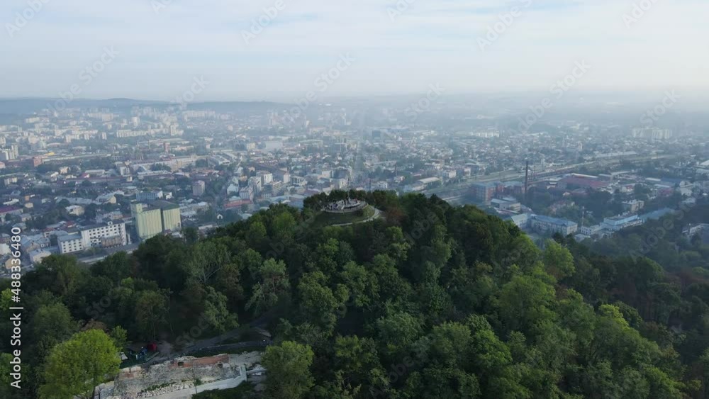 Aerial shot The city of Lviv. High castle. Ukraine Aerial shot The city of Lviv. High castle. Ukraine