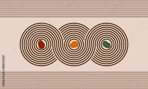 3 circles in infinity symbol, japanese zen garden vector top view illustration