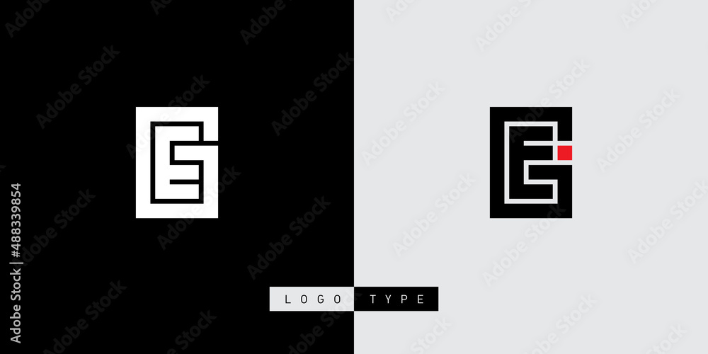 G and E - initials or logo. GE - monogram. 2 types of logotype. Vector design element or icon. EG. G and E - initials or logo. GE - monogram. 2 types of logotype. Vector design element or icon. EG.