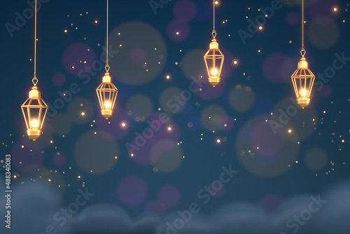 Ramadan Kareem Greeting Background Islamic 3d illustrator design